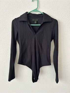 House of Harlow 1960 Black Long-Sleeve Bodysuit Top sz S